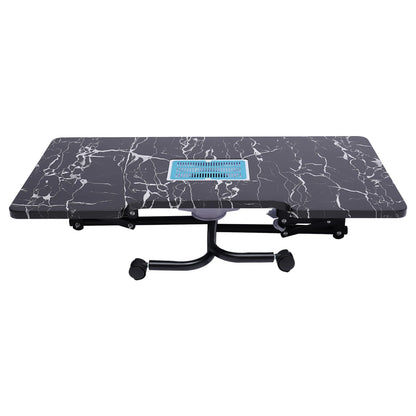 Portátil Nail Folding Manicures Desk, mesa móvel para salão e casa, W/Ventilador coletor de poeira