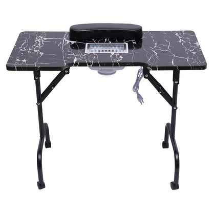 Portátil Nail Folding Manicures Desk, mesa móvel para salão e casa, W/Ventilador coletor de poeira