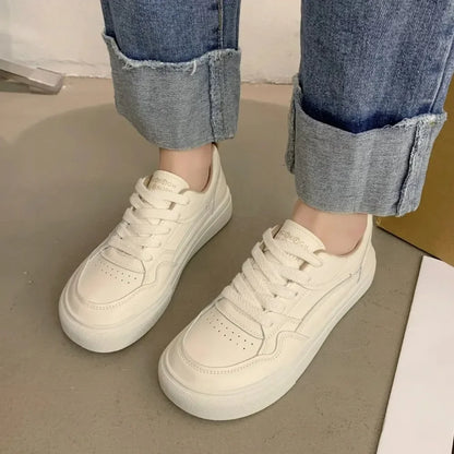 Pouco branco sapatos femininos tênis zapatillas novo respirável couro genuíno sapatos femininos casuais esportes sapatos de tabuleiro tênis