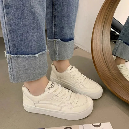 Pouco branco sapatos femininos tênis zapatillas novo respirável couro genuíno sapatos femininos casuais esportes sapatos de tabuleiro tênis