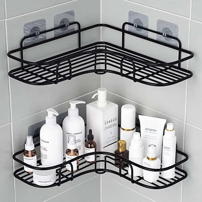 Wall-Mounted Bathroom Shelf, Shower Shelf, Shampoo Storage Rack, Kitchen Spice Corner, Punch-Free, Accessories 
