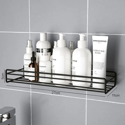 Estante de baño de pared, estante de ducha, estante para champú, rincón para especias de cocina, sin perforaciones, accesorios 