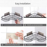 Wall-Mounted Bathroom Shelf, Shower Shelf, Shampoo Storage Rack, Kitchen Spice Corner, Punch-Free, Accessories 