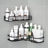 Wall-Mounted Bathroom Shelf, Shower Shelf, Shampoo Storage Rack, Kitchen Spice Corner, Punch-Free, Accessories 