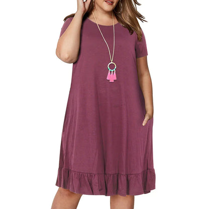 Vestido de primavera talla grande 9XL para mujer con sobrepeso, suelto, liso, con volantes, talla grande 9XL 