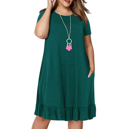 Vestido de primavera talla grande 9XL para mujer con sobrepeso, suelto, liso, con volantes, talla grande 9XL 