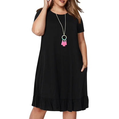 Vestido de primavera talla grande 9XL para mujer con sobrepeso, suelto, liso, con volantes, talla grande 9XL 