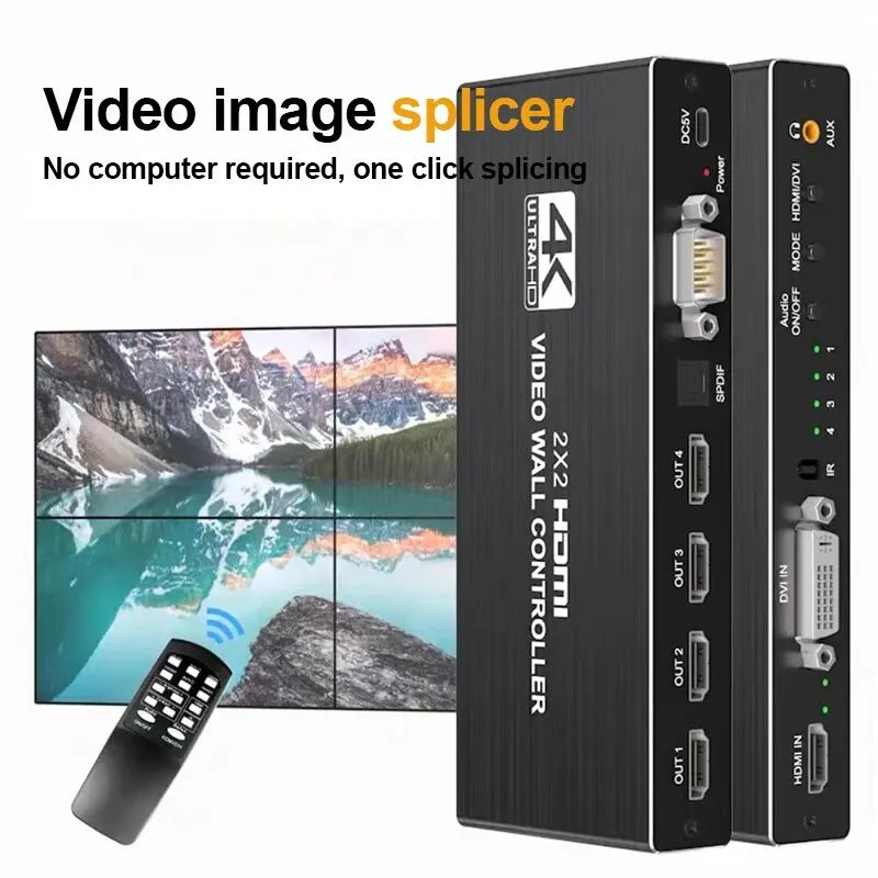 HDMI Video Wall Processor, 4K HDMI Controller, 2x2, HDMI, 1X2, 1X4, 1x3, 2X1, 3x1, 4X1, Multi Screen Processor Splicer 