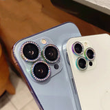 Protector de lente de cámara con brillo de diamante, minicubierta trasera, anillo de vidrio, Fil, iPhone 12, 13, 14, 15 Pro Max, 14, 15 Plus 