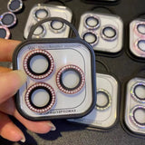 Protector de lente de cámara con brillo de diamante, minicubierta trasera, anillo de vidrio, Fil, iPhone 12, 13, 14, 15 Pro Max, 14, 15 Plus 