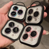 Protector de lente de cámara con brillo de diamante, minicubierta trasera, anillo de vidrio, Fil, iPhone 12, 13, 14, 15 Pro Max, 14, 15 Plus 