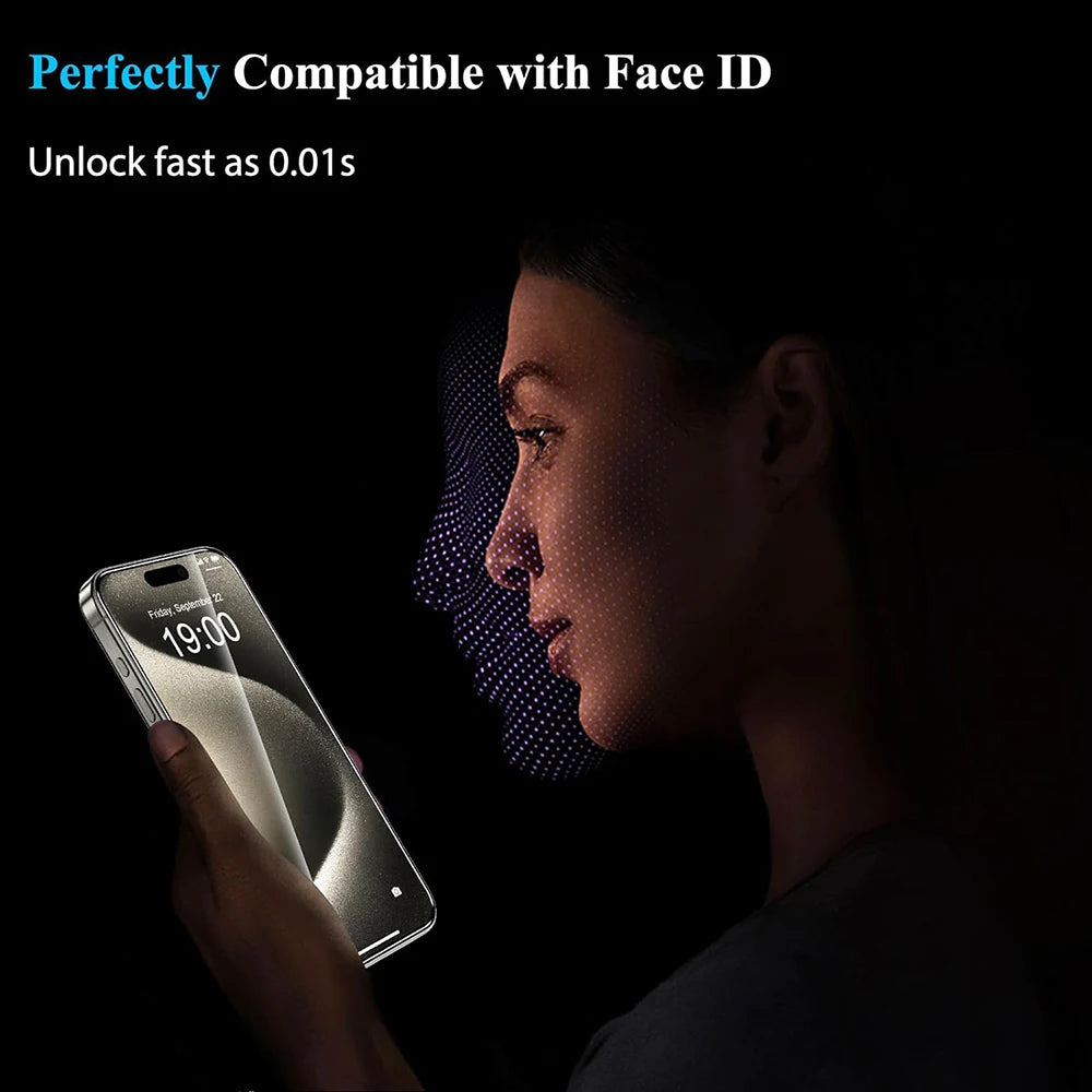 Protetor de Tela de Vidro Temperado para iPhone, Película Protetora, 15, 14, 13, 12, 11 Pro Max, 6, 7, 8 Plus, X, XS, XR, 4Pcs