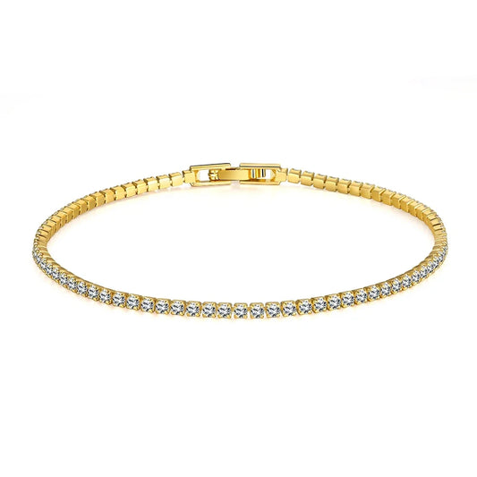 Genuine Sterling Silver Tennis Bracelet, Zirconia Jewelry, Birthday Gift, 925 Silver, 2mm, 16cm to 19cm 