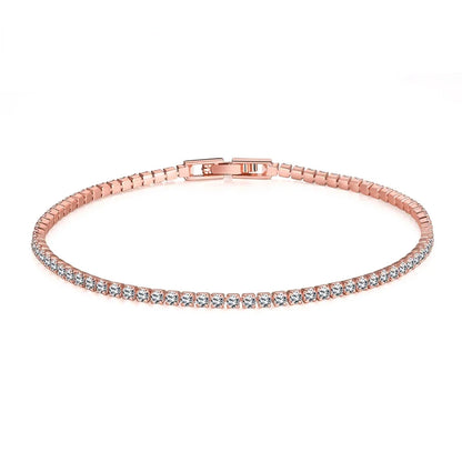 Pulseira De Tênis De Prata Esterlina Genuína, Zircônia Jóias, Presente De Aniversário, Prata 925, 2mm, 16cm a 19cm
