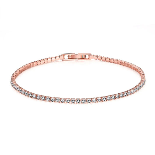 Pulsera de tenis de plata de ley auténtica, joyería con circonitas, regalo de cumpleaños, plata 925, 2 mm, 16 cm a 19 cm 