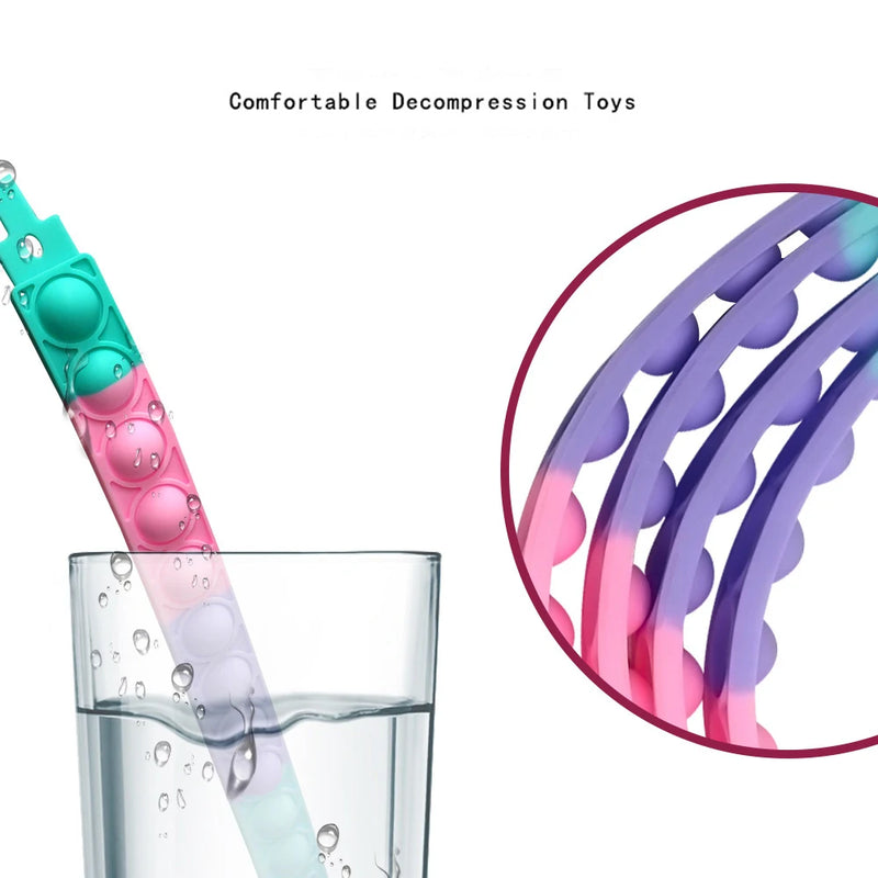 Pulseira Fidget de silicone para alívio do estresse, brinquedos sensoriais, pulseira arco-íris, favores de festa para crianças e adultos, 10 PCs, 20 PCs, 50PCs