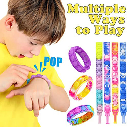 Silicone Fidget Bracelet Stress Relief Sensory Toys Rainbow Bracelet Party Favors for Kids Adults 10PCs 20PCs 50PCs 