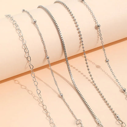 Pulseira Interlocking Corações para Mulheres, Cor Prata, Pulseira Retro, Joalheria Fina, Presente Festa de Casamento, Moda, Novo, 5 peças por conjunto