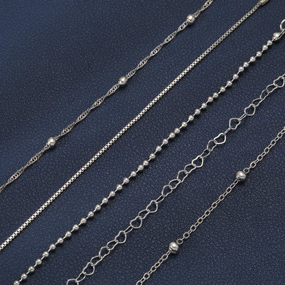 Pulseira Interlocking Corações para Mulheres, Cor Prata, Pulseira Retro, Joalheria Fina, Presente Festa de Casamento, Moda, Novo, 5 peças por conjunto