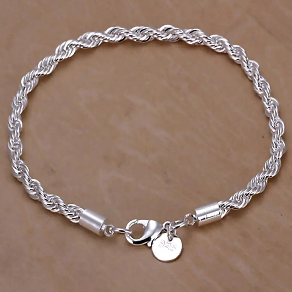 Silver Plated Twist Bracelet for Women Elegant Bracelet Charm Clasp Jewelry Gift Party Fashion 