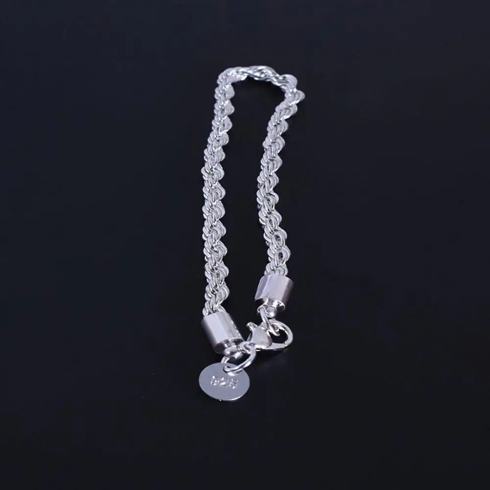 Silver Plated Twist Bracelet for Women Elegant Bracelet Charm Clasp Jewelry Gift Party Fashion 