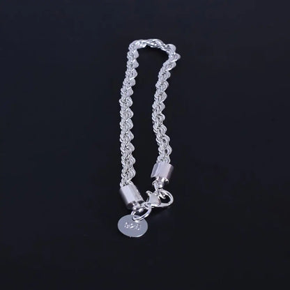 Pulseira Twist banhado a prata para mulheres, bracelete elegante, fecho de charme, presente da joalheria, moda festa