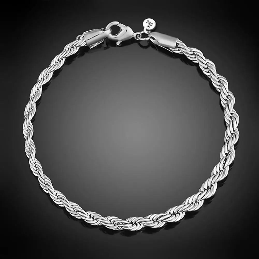 Silver Plated Twist Bracelet for Women Elegant Bracelet Charm Clasp Jewelry Gift Party Fashion 