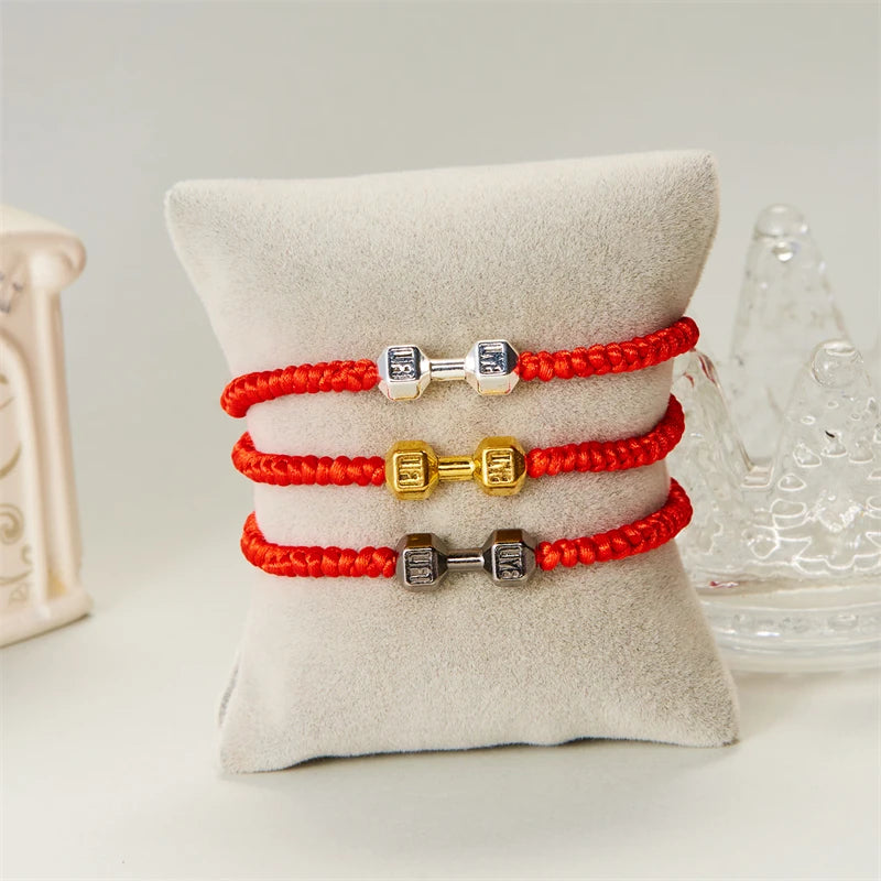 Adjustable Dumbbell Bracelet for Men and Women, Handmade Bracelet, Gold and Silver, Fitness and Energy Jewelry 