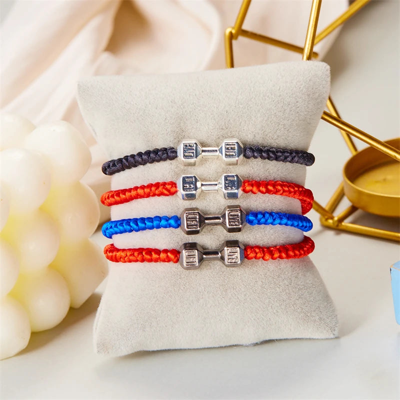 Adjustable Dumbbell Bracelet for Men and Women, Handmade Bracelet, Gold and Silver, Fitness and Energy Jewelry 