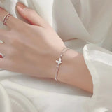 2023 Shiny Zircon Butterfly Bracelet For Women Anti-allergic Silver Color Chain Bling Bracelet With Stamp Sweet Gift 