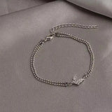 2023 Shiny Zircon Butterfly Bracelet For Women Anti-allergic Silver Color Chain Bling Bracelet With Stamp Sweet Gift 