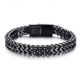 Pulsera clásica y versátil de cadena de plata para hombre con hebilla magnética de acero inoxidable y metal. 