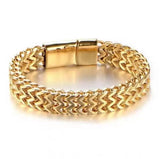 Pulsera clásica y versátil de cadena de plata para hombre con hebilla magnética de acero inoxidable y metal. 
