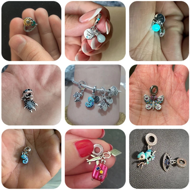Original 925 Silver Bracelet Snake Chain 17-20 Evil Eye Heart Star Zircon For Charms Beads Pendant Anniversary Jewelry Making Gifts 