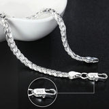 925 Sterling Silver Bracelet for Men Women Flat Side Chain Lobster Clasp Wedding Party Engagement Jewelry 5mm 20cm 