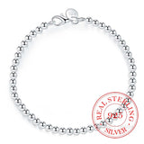 Pulsera para hombre y mujer 100% plata de ley 925, pulsera clásica de cadena redonda de 4 mm, 