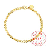 Pulsera para hombre y mujer 100% plata de ley 925, pulsera clásica de cadena redonda de 4 mm, 