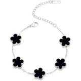 Stainless Steel Clover Bracelet for Women 14k Gold Silver Five Leaf Flower Delicate Lucky Link Bracelets Jewelry for Girls 