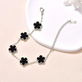 Stainless Steel Clover Bracelet for Women 14k Gold Silver Five Leaf Flower Delicate Lucky Link Bracelets Jewelry for Girls 