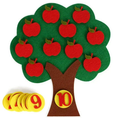 Children's puzzle, DIY non-woven felt, handmade carrot, apple tree, digital teaching aids, Montessori toys for baby 