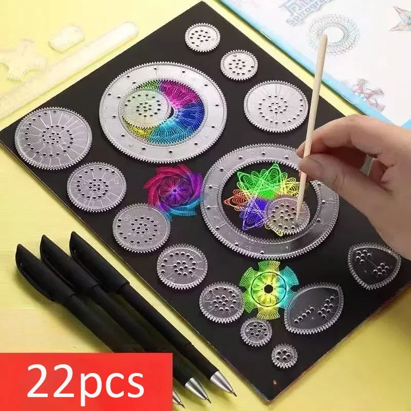Régua geométrica Conjunto Régua geométrica, Roleta Matemática, Ferramentas de Desenho, Aprendizagem Pintura, Puzzle Brinquedos, Art Tool, 22Pcs