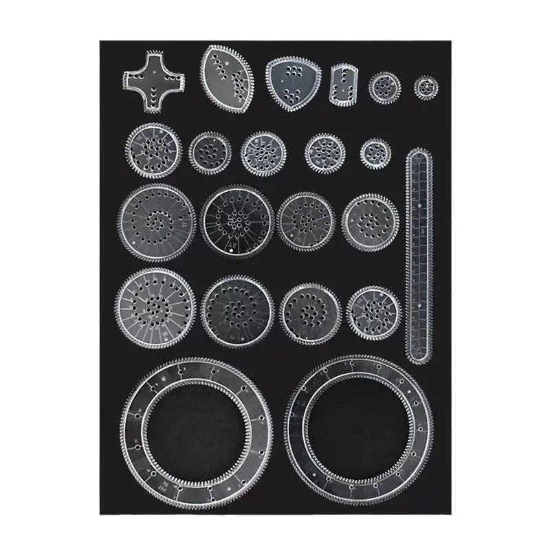 Régua geométrica Conjunto Régua geométrica, Roleta Matemática, Ferramentas de Desenho, Aprendizagem Pintura, Puzzle Brinquedos, Art Tool, 22Pcs