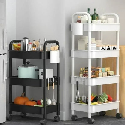 Rack de armazenamento multi-camada com rodas, carrinho pequeno, armazenamento doméstico, andar a andar, cozinha, quarto, banheiro