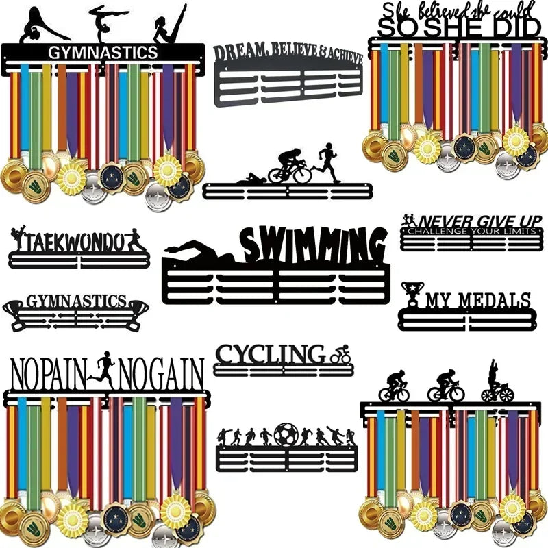Rack de exibição de medalha de corrida de maratona, cabide de suporte, organizador para parede, esportes de corrida