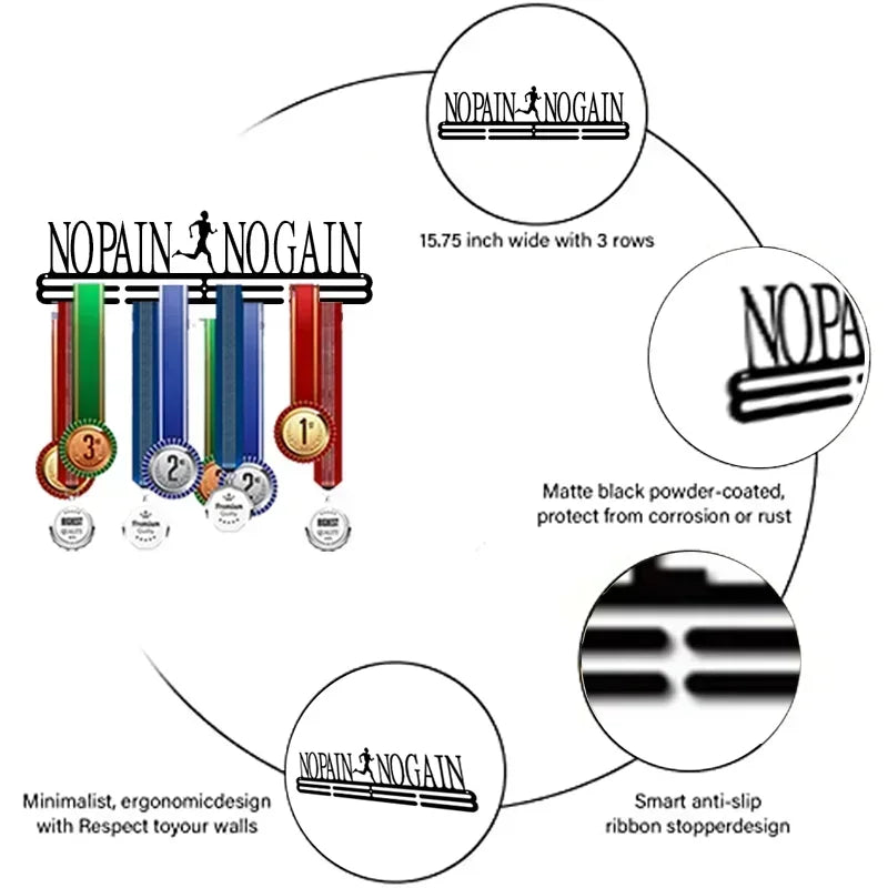 Rack de exibição de medalha de corrida de maratona, cabide de suporte, organizador para parede, esportes de corrida
