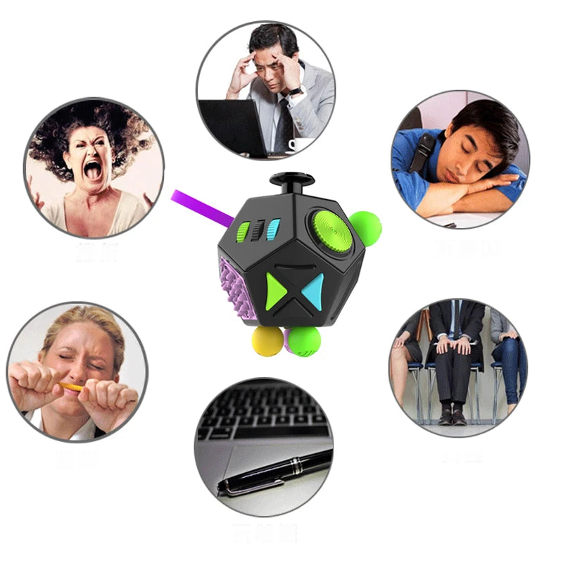 Rainbow Stress Relief Toy for Kids and Adults, Finger Desk Toy, Decompression, Autism, ADHD, OCD, Sensory Anxiety, 6 Sides, 12 Sides 