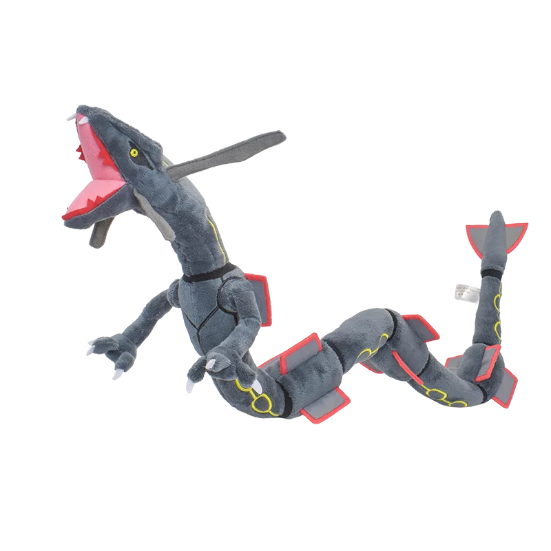 Rayquaza Brilhante Brinquedos De Pelúcia Jogo De Animais De Pelúcia, Peluches macios, Caráter Bonito Dos Desenhos Animados, Preto, 12 ", Presente Colecionável