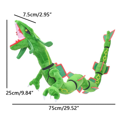 Rayquaza Dragon Plush Toys para Crianças, Anime Recheado Macio, Algodão Verde, Presente Colecionável, 30"