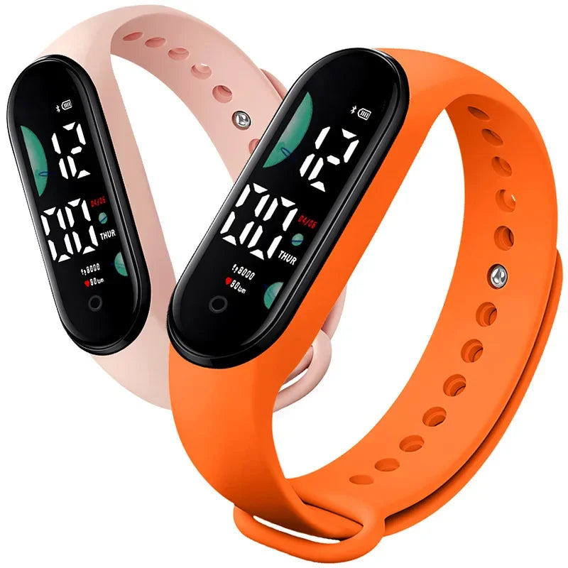 Relógio de pulso digital LED eletrônico feminino, relógio esportivo impermeável, pulseira simples de silicone, relógio casual, moda