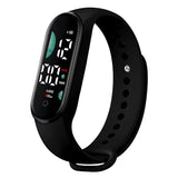 Relógio de pulso digital LED eletrônico feminino, relógio esportivo impermeável, pulseira simples de silicone, relógio casual, moda